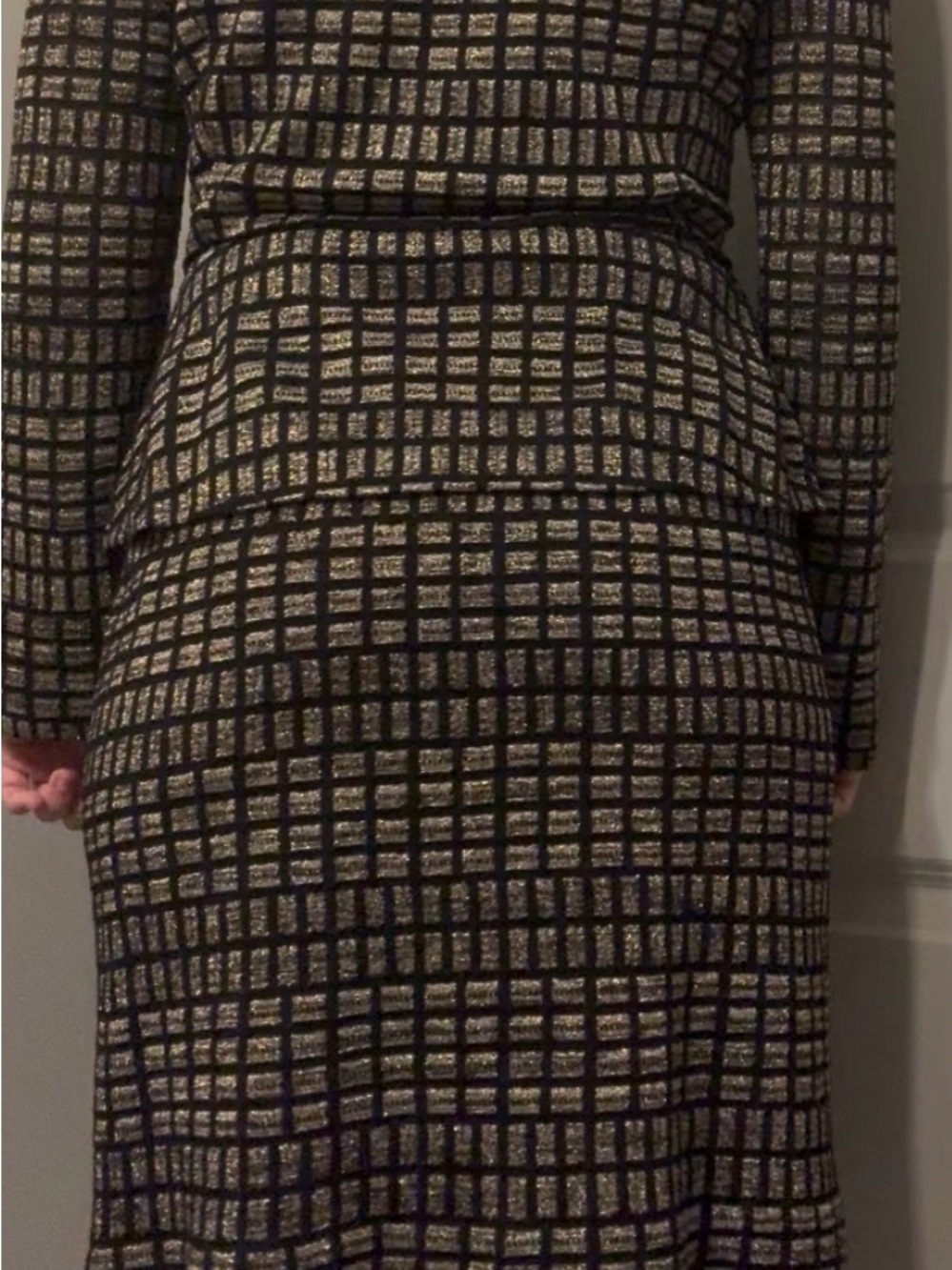 RARE!!!!NWT $2400 St. John Couture Mock Suit Dress Metallic Gold Grid Size 6 - Picture 5 of 10